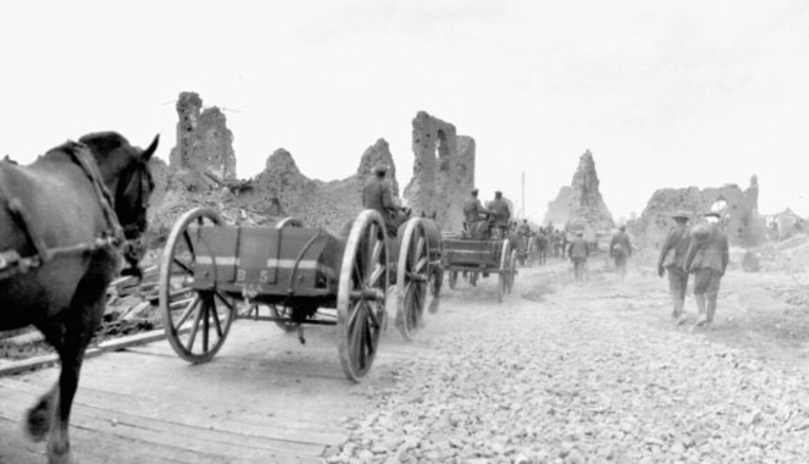93_Canadian transport passing along a corduroy road built by Canadian Engineers. Advance East of Arras. August, 1918 2
